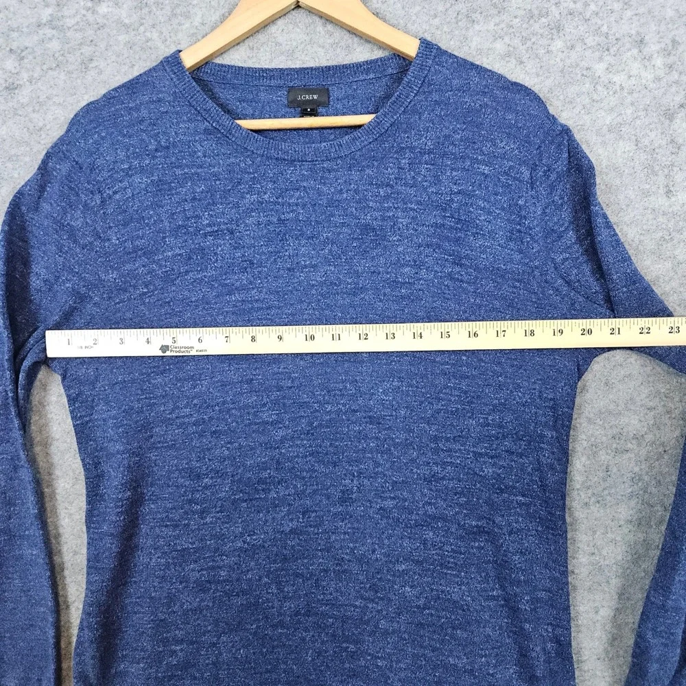 J Crew Men's Heathered Blue Crewneck Sweater Size S Lightweight 100% Cotton Soft
